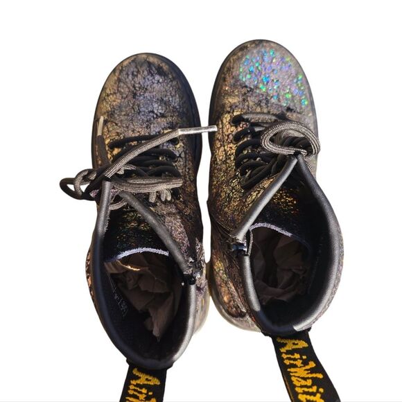 Dr. Martens Junior 1460 Crinkle Metallic Lace Up Boots Disco Kids size 2 - Picture 7 of 10
